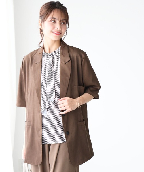 Ehre style(エーレスタイル)の「秋色カラーで涼やか通勤 5分袖ジャケット(テーラードジャケット・レディース・ブラック/ブラウン・FREE)」の20枚目の写真