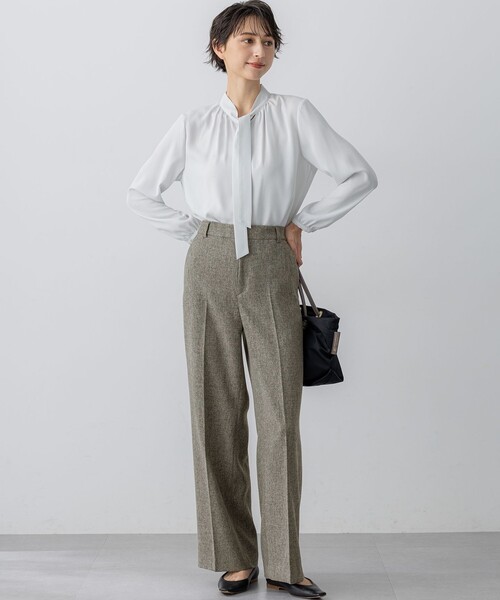 セール】【洗える】バックサテンアムンゼン ボウタイ ブラウス（シャツ