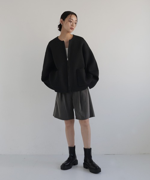 hellam（へラム）の「ジップアップニットカーデ（カーディガン/ボレロ・レディース・アイボリー/ブラウン/杢グレー/ブラック・FREE）」の8枚目の写真