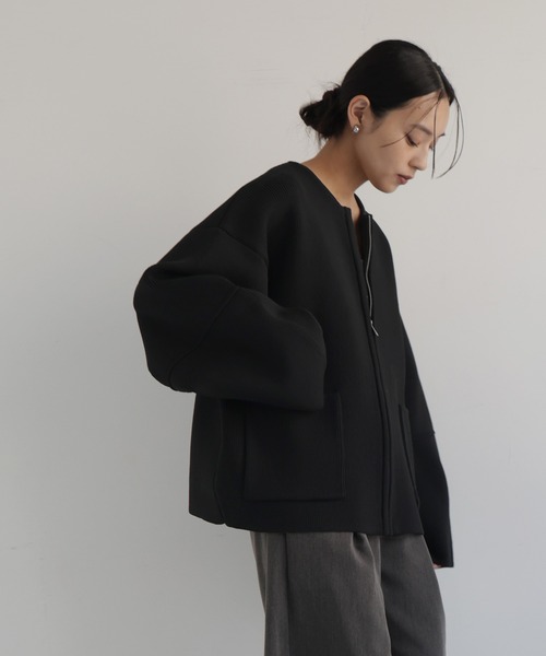 hellam（へラム）の「ジップアップニットカーデ（カーディガン/ボレロ・レディース・アイボリー/ブラウン/杢グレー/ブラック・FREE）」の13枚目の写真