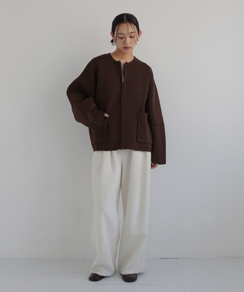 hellam（へラム）の「ジップアップニットカーデ（カーディガン/ボレロ・レディース・アイボリー/ブラウン/杢グレー/ブラック・FREE）」の16枚目の写真