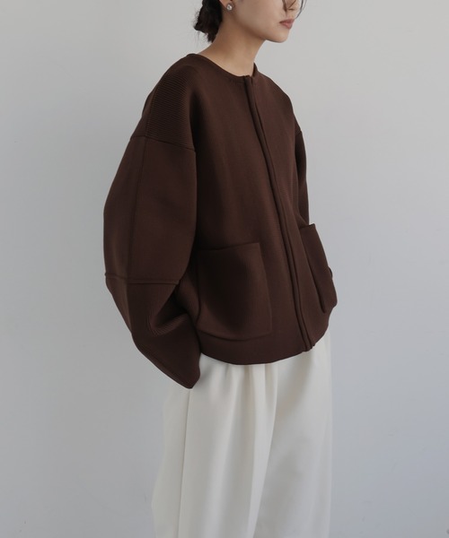 hellam（へラム）の「ジップアップニットカーデ（カーディガン/ボレロ・レディース・アイボリー/ブラウン/杢グレー/ブラック・FREE）」の22枚目の写真