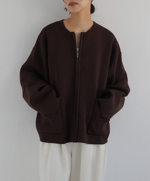 hellam（へラム）の「ジップアップニットカーデ（カーディガン/ボレロ・レディース・アイボリー/ブラウン/杢グレー/ブラック・FREE）」の20枚目の写真