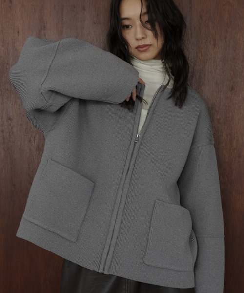 hellam（へラム）の「ジップアップニットカーデ（カーディガン/ボレロ・レディース・アイボリー/ブラウン/杢グレー/ブラック・FREE）」の21枚目の写真