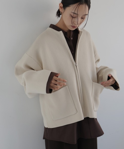 hellam（へラム）の「ジップアップニットカーデ（カーディガン/ボレロ・レディース・アイボリー/ブラウン/杢グレー/ブラック・FREE）」の18枚目の写真