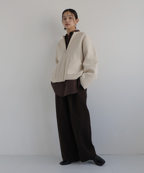 hellam（へラム）の「ジップアップニットカーデ（カーディガン/ボレロ・レディース・アイボリー/ブラウン/杢グレー/ブラック・FREE）」の14枚目の写真