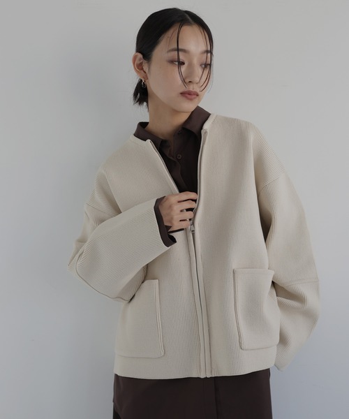 hellam（へラム）の「ジップアップニットカーデ（カーディガン/ボレロ・レディース・アイボリー/ブラウン/杢グレー/ブラック・FREE）」の15枚目の写真