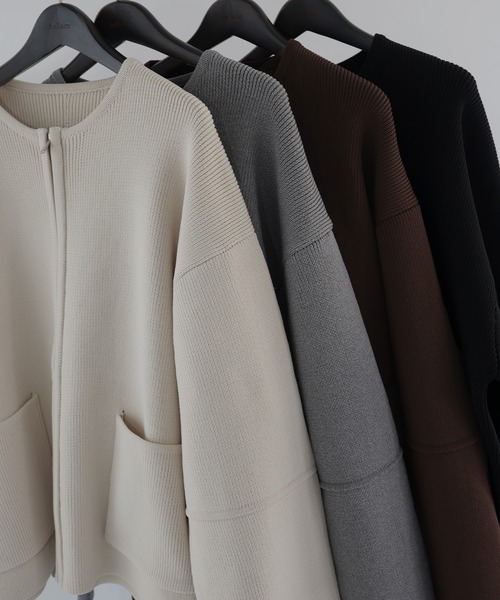 hellam（へラム）の「ジップアップニットカーデ（カーディガン/ボレロ・レディース・アイボリー/ブラウン/杢グレー/ブラック・FREE）」の12枚目の写真