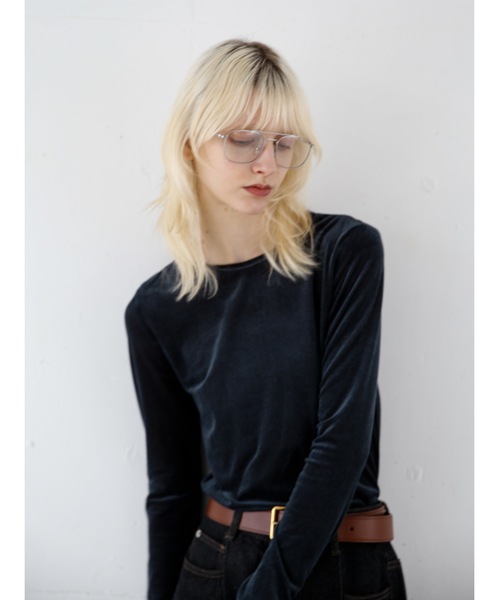 Katrin TOKYO(カトリーントーキョー)の「【JAPAN MADE】sheer velour tops(Tシャツ/カットソー・レディース・ネイビー/ピンク/ホワイト・XS/FREE)」の1枚目の写真