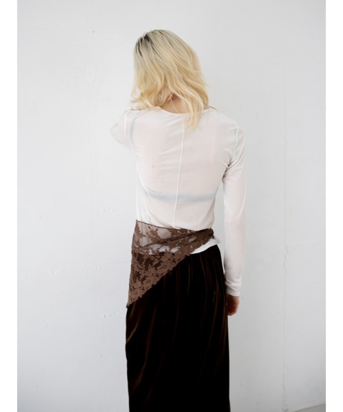 Katrin TOKYO(カトリーントーキョー)の「【JAPAN MADE】sheer velour tops(Tシャツ/カットソー・レディース・ネイビー/ピンク/ホワイト・XS/FREE)」の9枚目の写真