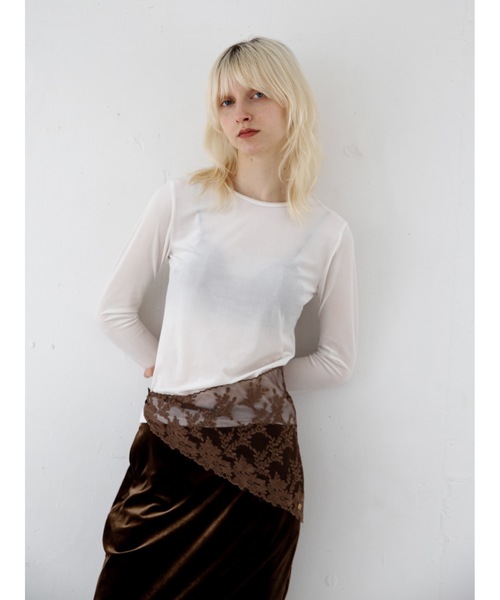 Katrin TOKYO(カトリーントーキョー)の「【JAPAN MADE】sheer velour tops(Tシャツ/カットソー・レディース・ネイビー/ピンク/ホワイト・XS/FREE)」の10枚目の写真