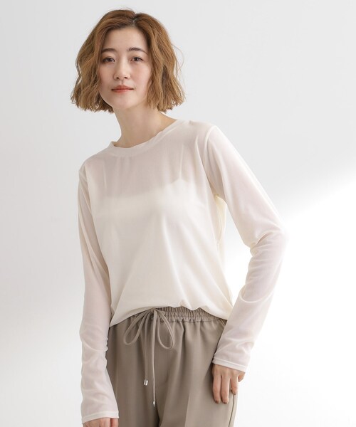 grove（グローブ）の「シアーカットベロアロンT（Tシャツ/カットソー・レディース・オフホワイト/チャコールグレー・01/02/03/04/05）」の2枚目の写真