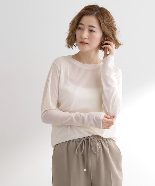 grove（グローブ）の「シアーカットベロアロンT（Tシャツ/カットソー・レディース・オフホワイト/チャコールグレー・01/02/03/04/05）」の4枚目の写真