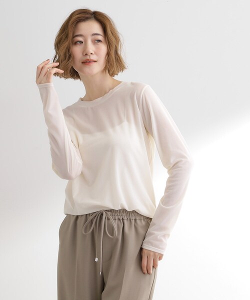 grove（グローブ）の「シアーカットベロアロンT（Tシャツ/カットソー・レディース・オフホワイト/チャコールグレー・01/02/03/04/05）」の12枚目の写真