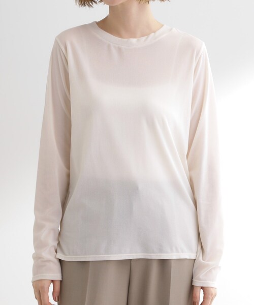 grove（グローブ）の「シアーカットベロアロンT（Tシャツ/カットソー・レディース・オフホワイト/チャコールグレー・01/02/03/04/05）」の3枚目の写真