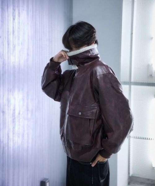 sedacle（セダクル）の「裏ボア合皮ブルゾン（その他アウター・メンズ・モカ/ブラウン/ダークブラウン/ボルドー/ブラック・SMALL/MEDIUM/LARGE）」の11枚目の写真