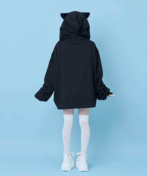 Hauls(ハウルズ)の「ねこになりたいぽんぽんZIPパーカー(パーカー・レディース・ブラック/サックスブルー・F)」の5枚目の写真