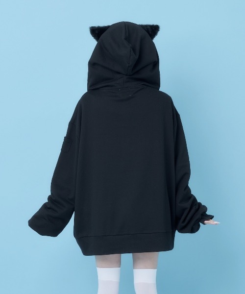 Hauls(ハウルズ)の「ねこになりたいぽんぽんZIPパーカー(パーカー・レディース・ブラック/サックスブルー・F)」の6枚目の写真