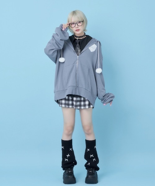 Hauls(ハウルズ)の「ねこになりたいぽんぽんZIPパーカー(パーカー・レディース・ブラック/サックスブルー・F)」の7枚目の写真