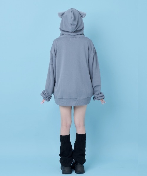 Hauls(ハウルズ)の「ねこになりたいぽんぽんZIPパーカー(パーカー・レディース・ブラック/サックスブルー・F)」の9枚目の写真