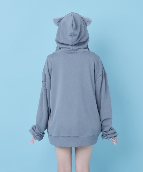 Hauls(ハウルズ)の「ねこになりたいぽんぽんZIPパーカー(パーカー・レディース・ブラック/サックスブルー・F)」の10枚目の写真