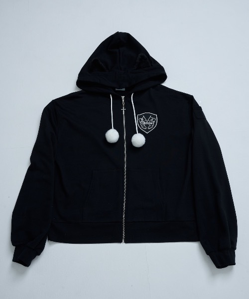 Hauls(ハウルズ)の「ねこになりたいぽんぽんZIPパーカー(パーカー・レディース・ブラック/サックスブルー・F)」の11枚目の写真