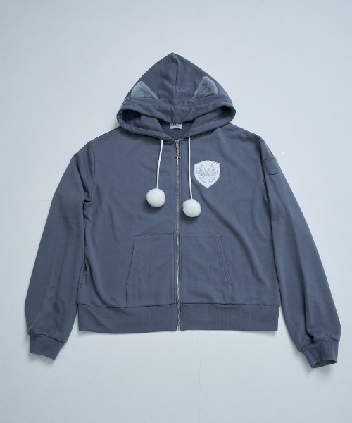 Hauls(ハウルズ)の「ねこになりたいぽんぽんZIPパーカー(パーカー・レディース・ブラック/サックスブルー・F)」の12枚目の写真