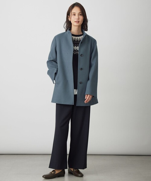 J.PRESS Ladies(J.プレス レディス)の「ショートビーバー ミディ丈 スタンドカラー コート(その他アウター・レディース・グレー系/ダルブルー系/ベージュ系/ライトグレー系・S/XS)」の22枚目の写真
