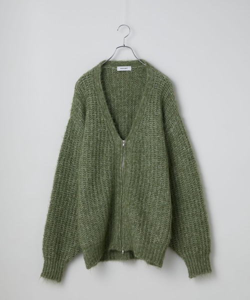 ダブルジップ ボリュームスリーブ 起毛Vネック オーバーサイズ