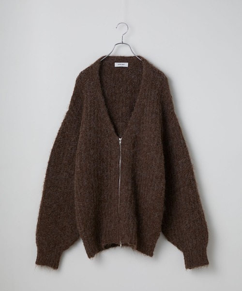 ダブルジップ ボリュームスリーブ 起毛Vネック オーバーサイズ