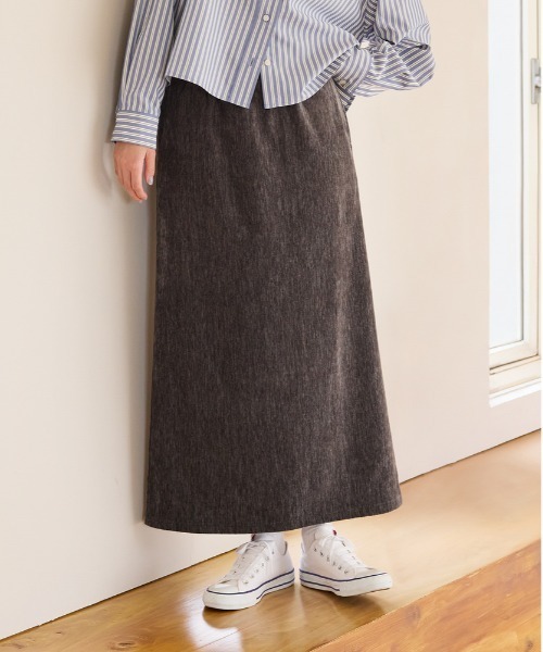 Right-on（ライトオン）の「【HONEYSUCKLE ROSE】シェニールスカート(ウエストゴム・ストレッチ・秋カラー・体型を拾いにくい・親子でお揃い）（スカート・レディース・ダークグレー/ブラウン/オフホワイト・M/S/L）」の3枚目の写真