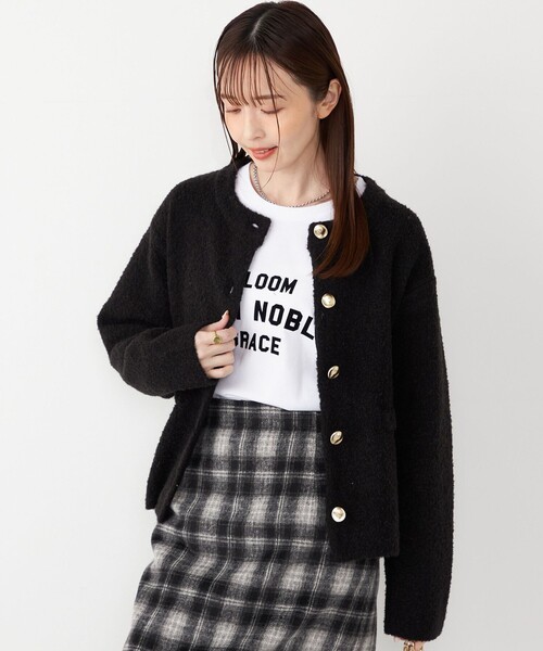 SHIPS Colors:〈手洗い可能〉ブークレ ニット ジャケット