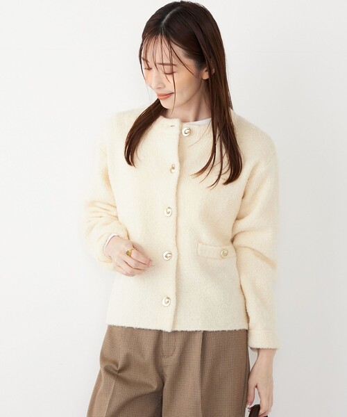 SHIPS Colors:〈手洗い可能〉ブークレ ニット ジャケット