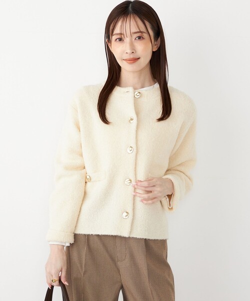 SHIPS Colors:〈手洗い可能〉ブークレ ニット ジャケット