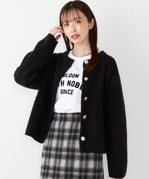 SHIPS Colors:〈手洗い可能〉ブークレ ニット ジャケット