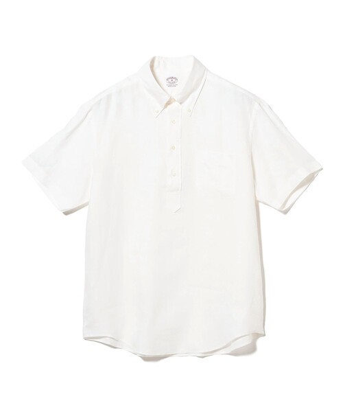 BROOKS BROTHERS（ブルックスブラザーズ）の「【別注】Brooks Brothers / リネン ショートスリーブ プルオーバー ボタンダウン シャツ（シャツ/ブラウス・メンズ・ベージュ/ブラック系その他4/ホワイト・MEDIUM/LARGE/SMALL）」の4枚目の写真