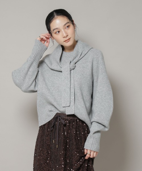 セール】AQUAウールカシミヤクルーネックニットプルオーバー（ニット