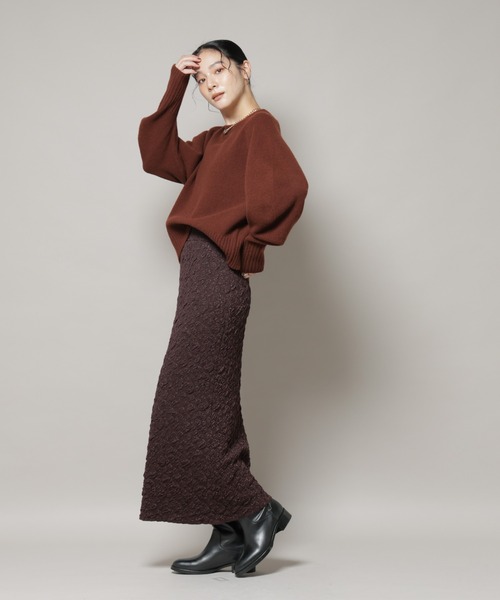 NANO universe（ナノユニバース）の「AQUAウールカシミヤクルーネックニットプルオーバー（ニット/セーター・レディース・ピンク/ブラウン/オフホワイト/グレー・FREE）」の13枚目の写真