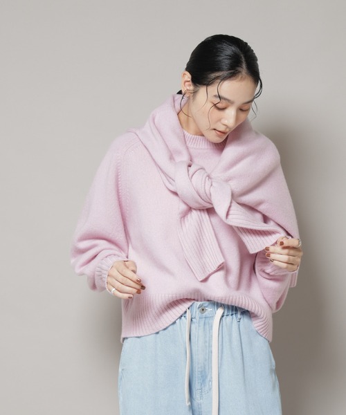 NANO universe（ナノユニバース）の「AQUAウールカシミヤクルーネックニットプルオーバー（ニット/セーター・レディース・ピンク/ブラウン/オフホワイト/グレー・FREE）」の17枚目の写真