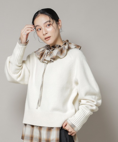 セール】AQUAウールカシミヤクルーネックニットプルオーバー（ニット