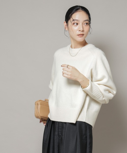 セール】AQUAウールカシミヤクルーネックニットプルオーバー（ニット