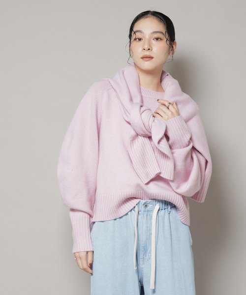 セール】AQUAウールカシミヤクルーネックニットプルオーバー（ニット