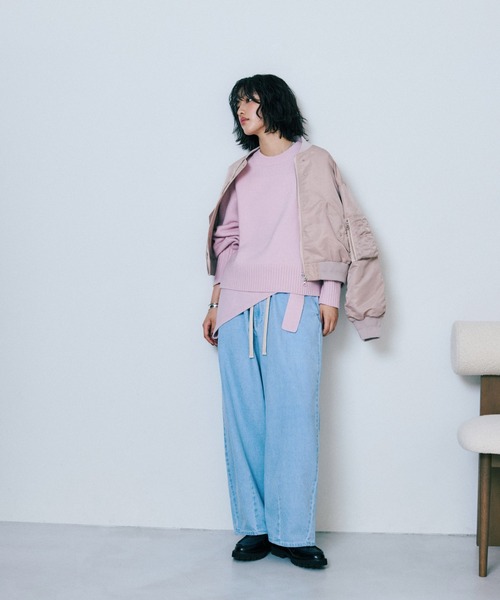 NANO universe（ナノユニバース）の「AQUAウールカシミヤクルーネックニットプルオーバー（ニット/セーター・レディース・ピンク/ブラウン/オフホワイト/グレー・FREE）」の5枚目の写真