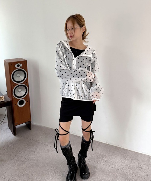 4INT.(フォイント)の「【スカパン】レイヤード レギンス バイカー ショートパンツ(その他パンツ・レディース・ブラック/チャコール・FREE)」の8枚目の写真