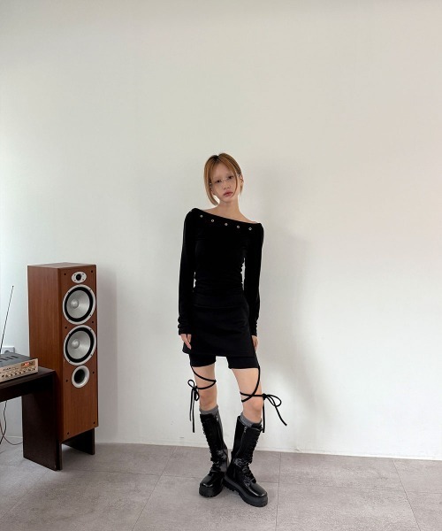 4INT.(フォイント)の「【スカパン】レイヤード レギンス バイカー ショートパンツ(その他パンツ・レディース・ブラック/チャコール・FREE)」の13枚目の写真