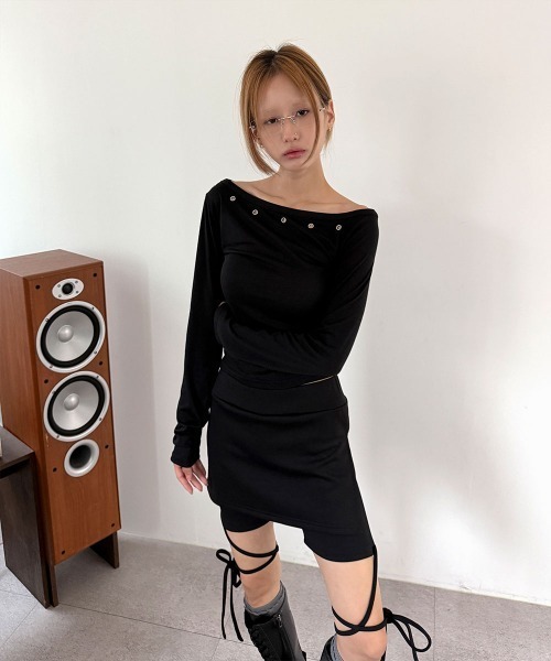 4INT.(フォイント)の「【スカパン】レイヤード レギンス バイカー ショートパンツ(その他パンツ・レディース・ブラック/チャコール・FREE)」の17枚目の写真