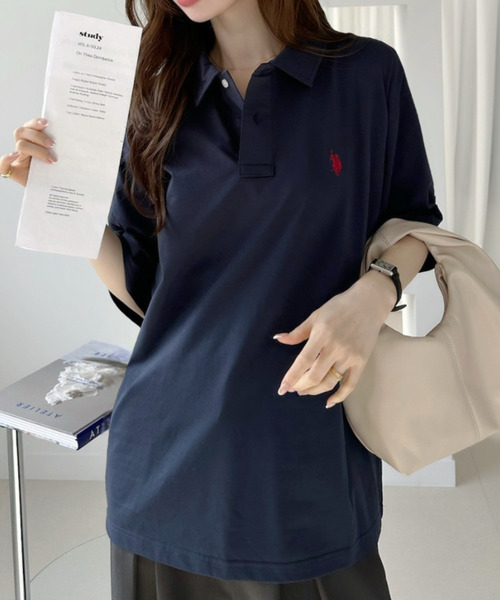 U.S. POLO ASSN.(ユーエスポロアッスン)の「【U.S. POLO ASSN.】接触冷感 天竺 ポロシャツ(ポロシャツ・レディース・ブラック/オフホワイト/ネイビー・FREE)」の14枚目の写真