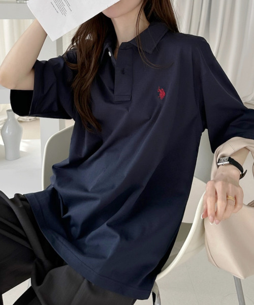 U.S. POLO ASSN.(ユーエスポロアッスン)の「【U.S. POLO ASSN.】接触冷感 天竺 ポロシャツ(ポロシャツ・レディース・ブラック/オフホワイト/ネイビー・FREE)」の15枚目の写真