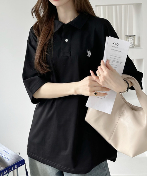 U.S. POLO ASSN.(ユーエスポロアッスン)の「【U.S. POLO ASSN.】接触冷感 天竺 ポロシャツ(ポロシャツ・レディース・ブラック/オフホワイト/ネイビー・FREE)」の21枚目の写真