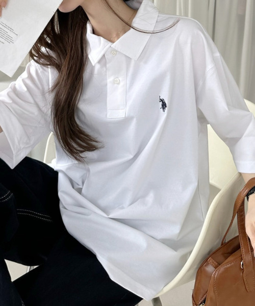 U.S. POLO ASSN.(ユーエスポロアッスン)の「【U.S. POLO ASSN.】接触冷感 天竺 ポロシャツ(ポロシャツ・レディース・ブラック/オフホワイト/ネイビー・FREE)」の7枚目の写真